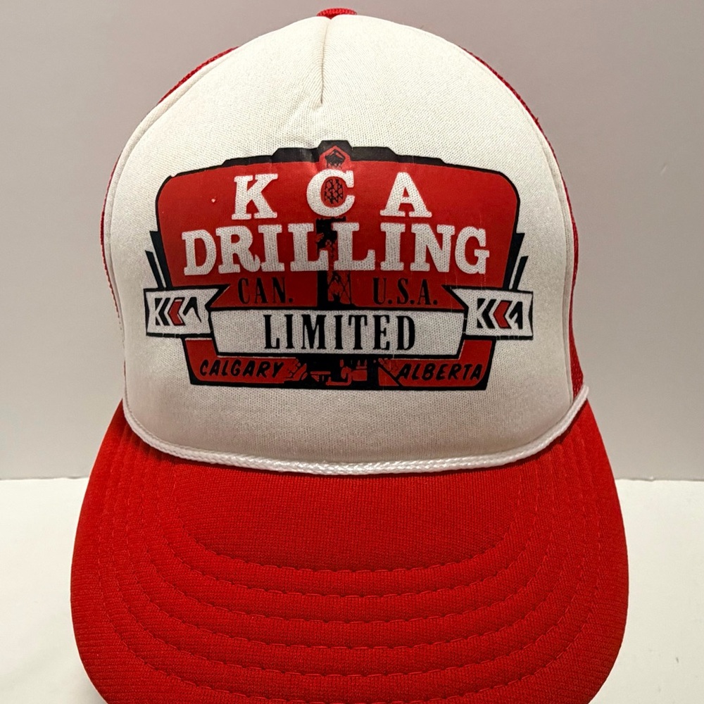 Vintage KCA Drilling Red & White Trucker Hat Calgary Alberta